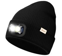 Blukar Gorro con luz LED, 2 en 1 Superbrillante Recargable Gorro para Correr, 5 Modos de Iluminación, Manos Libres Ángulo Ajustable Linterna Frontal, Invierno Cálido Regalos para Hombre y Mujer