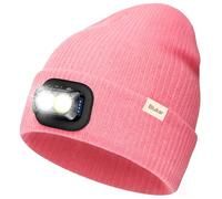 Blukar Gorro con luz LED, 2 en 1 Superbrillante Recargable Gorro para Correr, 5 Modos de Iluminación, Manos Libres Ángulo Ajustable Linterna Frontal, Invierno Cálido Regalos para Hombre y Mujer