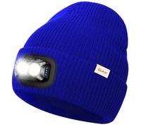 Blukar Gorro con luz LED, 2 en 1 Superbrillante Recargable Gorro para Correr, 5 Modos de Iluminación, Manos Libres Ángulo Ajustable Linterna Frontal, Invierno Cálido Regalos para Hombre y Mujer