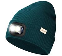 Blukar Gorro con luz LED, 2 en 1 Superbrillante Recargable Gorro para Correr, 5 Modos de Iluminación, Manos Libres Ángulo Ajustable Linterna Frontal, Invierno Cálido Regalos para Hombre y Mujer