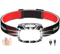 Blukar Linterna Frontal Recargable, 2000L Superbrillantes Linterna Cabeza LED con 8 Modos (con Luz Roja), Sensor de Movimiento y Ajustable Ángulo, Larga Duración para Camping, Correr, Bicicleta etc