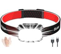 Blukar Linterna Frontal Recargable, Superbrillante Linterna Cabeza LED Atenuación Continua, 10 Modos con Luz Roja & Sensor de Movimiento, IPX5 Impermeable para Camping, Correr, Excursión, Pesca