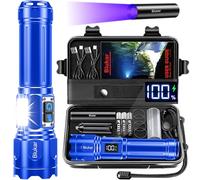 Blukar Linterna LED Recargable, Doble Temperatura de Color Superbrillante Linternas Mano con luz COB lateral, 7 Modos, IP67 Impermeable Enfoque Ajustable Linterna para Camping y Cortes de Luz