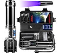 Blukar Linterna LED Recargable, Doble Temperatura de Color Superbrillante Linternas Mano con luz COB lateral, 7 Modos, IP67 Impermeable Enfoque Ajustable Linterna para Camping y Cortes de Luz