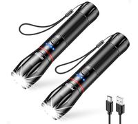 Blukar Linterna LED Recargable, Super Brillante Linternas de Aluminio con 5 Modos de Luz, 2000L Flashlight de Mano Impermeable Enfoque Ajustable para Camping, Senderismo, Emergencia, DIY