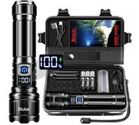 Blukar Linternas LED Alta Potencia, Linterna Potente de Aluminio Recargable, Portátil Linterna con 5 Modos de luz, Zoomable, Impermeable para Emergencias/Camping/Senderismo