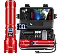 Blukar Linternas LED Alta Potencia, Súperbrillante Lúmenes Ultra Altos Linterna Recargable, 5 Modos de luz, Zoomable, IP67 Impermeable, Pantalla Digital Inteligente para Emergencias/Camping/Senderismo