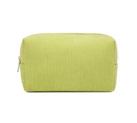 BLULILY Neceser de pana, de color sólido, gran capacidad, con cremallera, bolsa de almacenamiento para brochas de maquillaje, neceser de viaje, Verde, Approx. 21x8x12cm/8.27x3.15x4.72in
