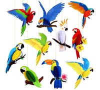 Blulu 10 Piezas Panal Papel de Aves Tropicales Recortes de Papel Nido de Abeja de Loros, Fiesta Luau de Verano Selva Playa Hawaiana Decoraciones Colgantes