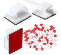 Blulu 100 miniclips de Cable para Exteriores con Cintas Adhesivas, Clips de luz, Clips Decorativos, Ganchos autoadhesivos, Soporte de Alambre para Navidad y Cadenas de Luces (Mediano, Blanco)