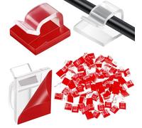 Blulu 100 miniclips de cable para exteriores con cintas adhesivas, clips de luz, clips decorativos, ganchos autoadhesivos, soporte de alambre para Navidad y cadenas de luces (mediano, transparente)