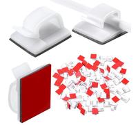 Blulu 100 miniclips de cable para exteriores con cintas adhesivas, clips de luz, clips decorativos, ganchos autoadhesivos, soporte de alambre para Navidad y cadenas de luces (pequeño, blanco)