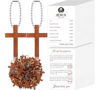 Blulu 30 juegos de tarjetas de Pascua con texto en inglés "Jesus Paid It All" con mini llaveros de cruz de madera, suministros de iglesia a granel