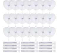 Blulu 60 Piezas de Abanico de Papel Blanco Abanico Plegable en Forma de Corazón Surtido para Favores de Fiesta de Boda Cumpleaños Adornos de Hogar Herramientas de Enfriar