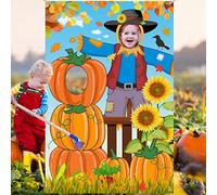 Blulu Fondo de Fotografía de Acción de Gracias Fondo de Foto de Calabaza Fondo de Gran Espantapájaros de Decoración de Cosecha de Otoño para Fiestas de Otoño con Cuerda de 6 m, 59 x 39,4 Pulgadas