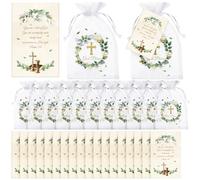 Blulu Juego de 100 bolsas de regalo para fiestas religiosas, bolsas con cordón para primera comunión, bolsas de organza para bautizo, baby shower, cumpleaños, bautizos, suministros de fiesta,