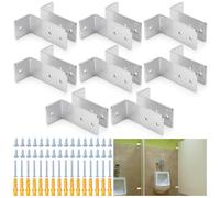 Blulu Juego de 8 soportes de pantalla de orinal en forma de L, cromo pulido, 2 orejas, 3.5 pulgadas de largo, para todos los grosores de panel con sujetadores y pernos pasantes, tornillos, divisor de