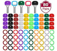 Blulu Juego de 80 tapas para llaves de plástico, anillos identificadores para llaves, organización, 10 colores, 2 estilos
