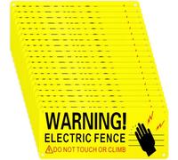 Blulu Paquete de 20 señales de advertencia de valla eléctrica de metal de 10 x 4 pulgadas, señal de seguridad de valla eléctrica de aluminio reflectante de advertencia para valla eléctrica de peligro,