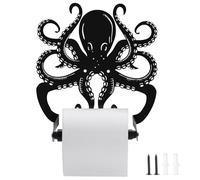 Blulu Portarrollos de papel higiénico de pulpo decorativo de hierro náutico soporte de papel higiénico montado en la pared, soporte para toallas de papel de pulpo novedoso, decoración de baño para