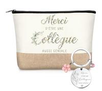 Blulu Set de Regalo para Compañera - Neceser de Maquillaje y Llavero Acero, Idea Despedida Laboral, Jubilación, Cambio Puesto, Cumpleaños Oficina