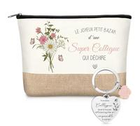 Blulu Set de Regalo para Compañera - Neceser de Maquillaje y Llavero Acero, Idea Despedida Laboral, Jubilación, Cambio Puesto, Cumpleaños Oficina