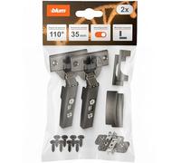 blum 2x bisagra para muebles CLIP top BLUMOTION 110° I bisagra de cazoleta Soft-close 35 mm I base en cruz CLIP montable por separado, distancia 0 mm | ajuste 3D del frente | Onyx | angular