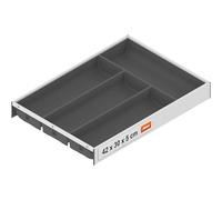 blum AMBIA-LINE cubertero con Soft-Touch | organizador de cajón premium para cajones y muebles de cocina modernos | protege, ordena y organiza cubiertos | 42×30×5 cm | Gris/Blanco