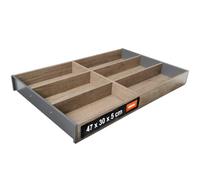 Blum AMBIA-LINE Bandeja para cubiertos, ancho 300 mm, longitud 475 mm, altura 50 mm, roble Nebraska, 6 compartimentos, diseño de madera, 1 unidad, organizador de cocina