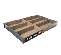 Blum AMBIA-LINE Bandeja para cubiertos, ancho 300 mm, longitud 475 mm, altura 50 mm, roble Nebraska, 6 compartimentos, diseño de madera, 1 unidad, organizador de cocina
