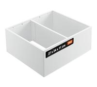 blum AMBIA-LINE Organizador de cajón Acero 27×24×11 cm | Blanco seda | Soporte de placa magnética - sin deslizamiento | Modular & ampliable | Para cocina & baño
