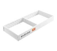 blum AMBIA-LINE Organizador de cajón Acero 42×20×5 cm | Blanco seda | Soporte de placa magnética - sin deslizamiento | Cubertero & separador de cajón en acero | Para cocina, baño & armario