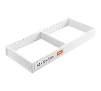 Blum AMBIA-LINE organizador de cajón en acero pintado en polvo | ideal para cocina, baño y zona de día | ampliable modularmente | 42×22×5 cm | con placa magnética | Blanco seda