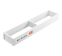 Blum AMBIA-LINE organizador de cajón en acero pintado en polvo | ideal para cocina, baño y zona de día | ampliable modularmente | 42×10×5 cm | con placa magnética | Blanco seda