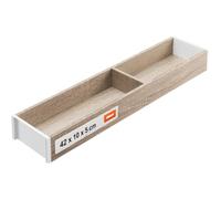 blum AMBIA-LINE Organizador de cajón madera 42×10×5 cm | Roble Bardolino | Pies antideslizantes - sujeción segura sin pegar | Cubertero & separador en efecto madera | Para cocina, baño & armario