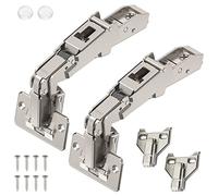 Blum B71T655 Set de 2 bisagras para armario 170°, bisagras ocultas europeas, cierre automático para puertas superpuestas, con topes y 8 tornillos, acabado en níquel, para armario rinconero Lazy Susan