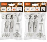 BLUM CLIP TOP BLUMOTION - Bisagra para muebles (2 unidades, 110°, recta, con muelle, tornillos, tope de esquina + placa de montaje en cruz excéntrica, acero, tornillos, distancia de 0 mm)