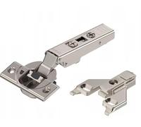 Blum Clip Top BLUMOTION Bisagras de cierre suave de 110° con placas de montaje para armarios de marco frontal, superposición completa, acero niquelado (2 bisagras, 2 placas)