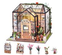 Blumacht Casa Miniatura DIY Estilo Invernadero con Luz, Casa Miniatura de Madera para Construir, Kit de Modelismo para Adultos y Niñas a Partir de 14 Años, Regalo Ideal