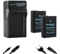 Blumax 2X batería Compatible con Nikon EN-EL14 / EN-EL14a 1050mAh + Cargador para EN-EL14 / EN-EL14a | DF-D3100-D3200-D3300-D3400-D5200-D5300-D5400-D5500 | Coolpix P7000-P7100-P7700