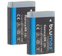 Blumax - Batería compatible con Canon NB-13L (1250 mAh, para PowerShot G1 X Mark III, G5 X G9 X Mark II, G7 X Mark III, SX730 HS, SX740 HS)