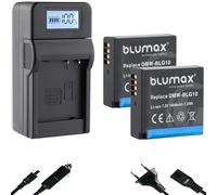 Blumax - Juego de 2 baterías compatibles con Panasonic DMW-BLG10 E (1025 mAh) + Speed Charger DMW-BLG10E / DMW-BLE9 E para Lumix DMC-GF6 GX7 III GX85 DC-TZ202 G110W
