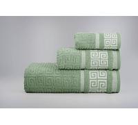 BLUME HOME Juego de Toallas de Baño Griegas, 3 Piezas, Blanco con Diseño Dorado, 30x50cm 50x100cm 100x150cm, 600g (Verde)