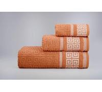 BLUME HOME Juego de Toallas de Baño Griegas, 3 Piezas, Blanco con Diseño Dorado, 30x50cm 50x100cm 100x150cm, 600g (Tijolo)