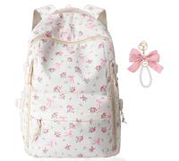Blumen Schleife Rucksack Rosa Büchertaschen Damen Laptop Rucksack Leicht Lässig Für Teenager Mädchen Reisen Arbeitsbedarf