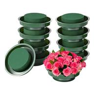 Blumenschaum Set - 10 Stück 12x4cm Schaumstoffschalen, grün Steckschaum Runden, künstliche Arrangierhilfe | Dekoration Bastelbedarf Hochzeit Geburtstag Valentinstag Weihnachten Teetisch Kirche