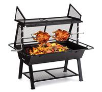 Blumfeldt Asador y parrilla 2 en 1, parrilla de barbacoa extra grande cubierta de chispa, barbacoa asada al aire libre con rejilla de acero inoxidable, varilla y cubierta de lluvia