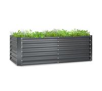 blumfeldt Bancal Elevado de Jardín, Gran Cajón para Hierbas, Montaje Fácil, Huerto Elevado de Metal para Jardín y Balcón, Jardinera Autoportante Flores, Fruta y Verdura, 180 x 60 x 90 cm, Gris