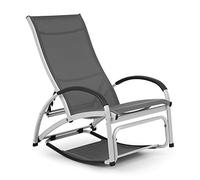 blumfeldt Beverlywood Tumbona Silla Mecedora (Hecha enteramente de Aluminio, Respaldo Regulable en 4 Posiciones, DualComfort, 70% de PVC y 30% de poliéster Comfort Mesh, Tornillos de Acero) Gris
