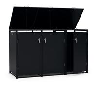 Blumfeldt BinSafe caja de basura 3 papeleras 240 L resistente a la intemperie con cerradura acero galvanizado